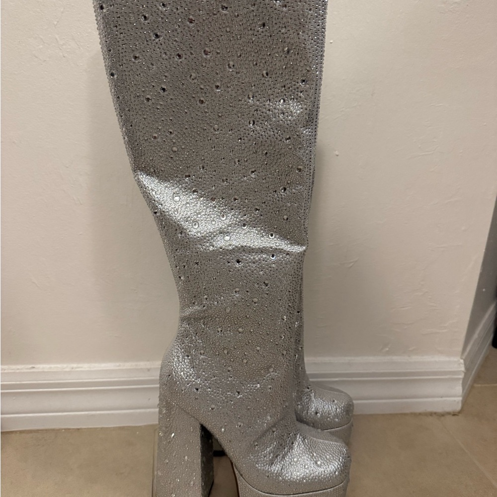 Silver Women's Platform Boots